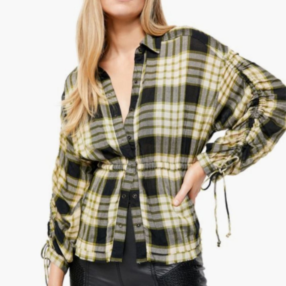Free People Pacific Dawn Drawstring Top Blouse